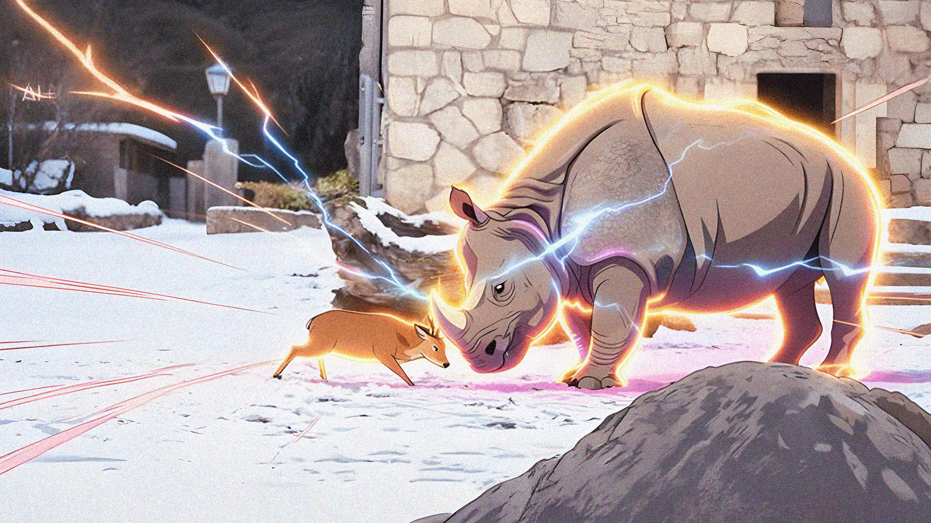 Dynamic picture of a cyclist riding downhill