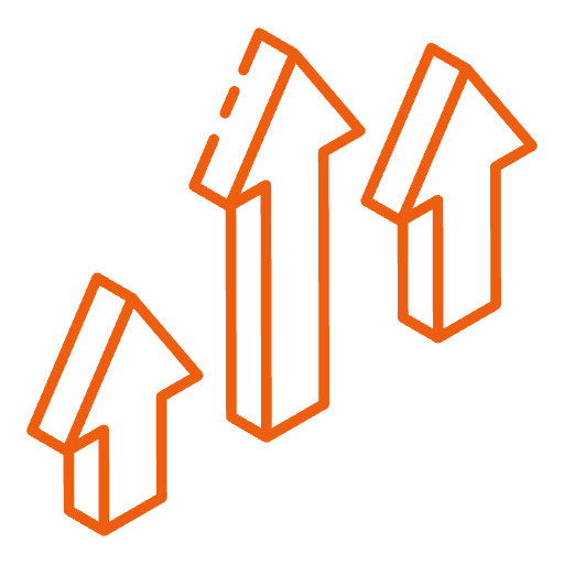 Three upward-pointing arrows, symbolizing growth or progress.