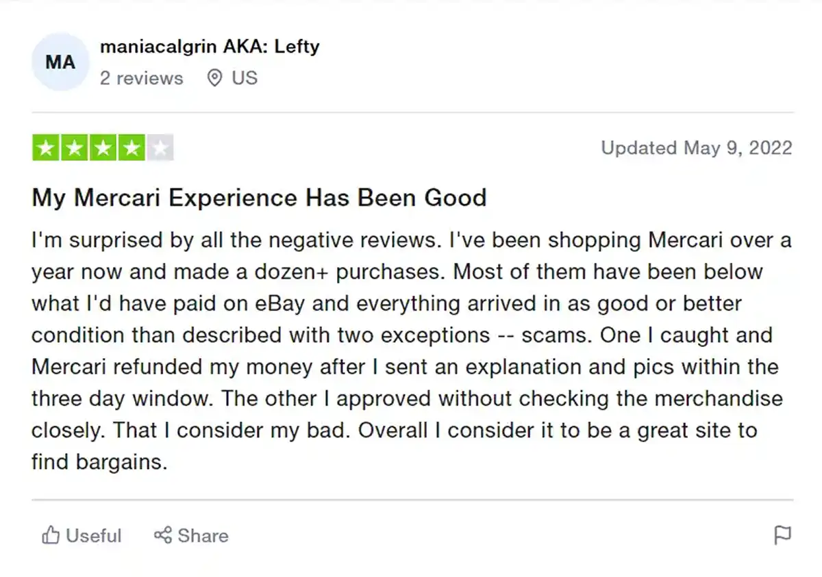 Mercari Buyer Review On Trustpilot 2