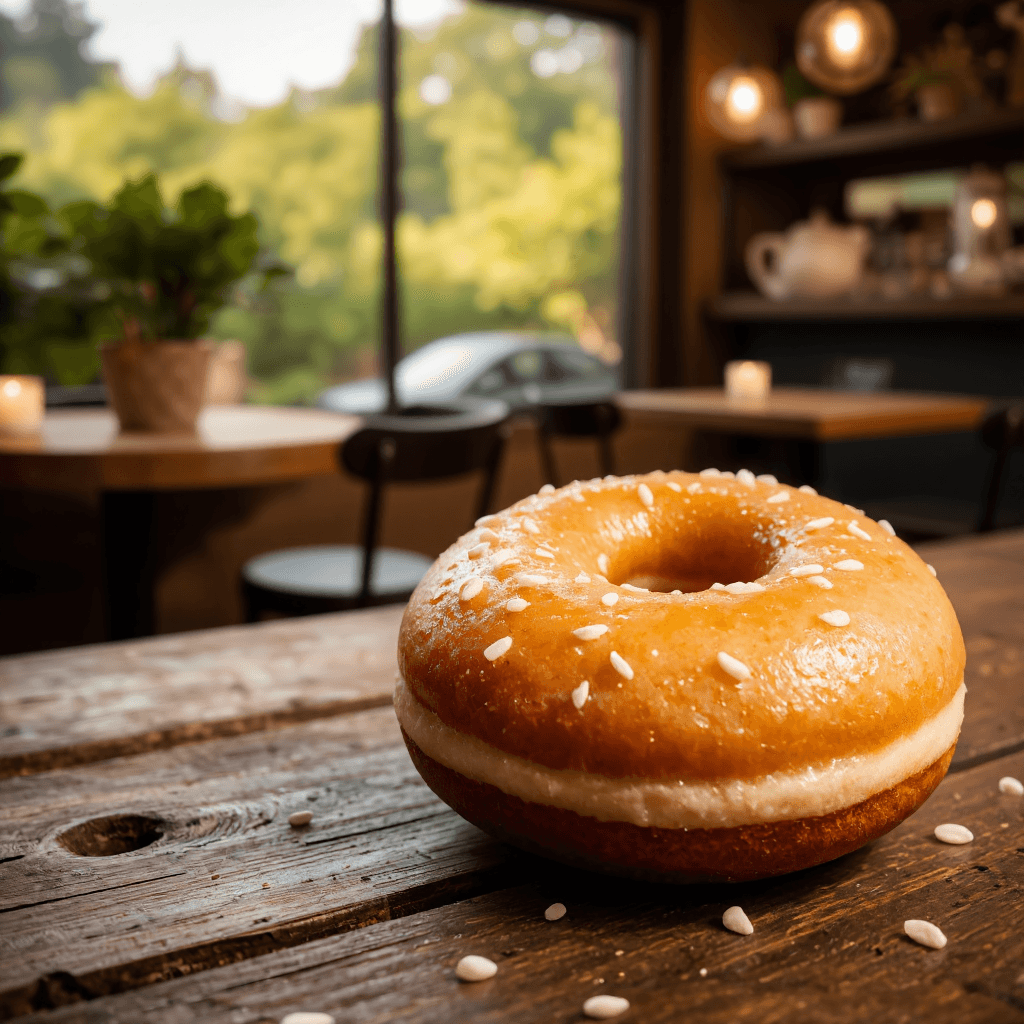 product photography of a donut with sprinkles, typically for eating