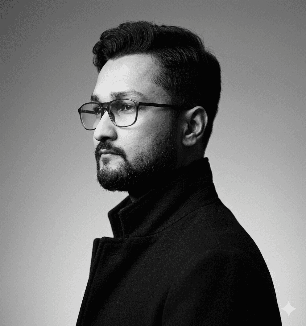 Portrait of portfolio creator – back view