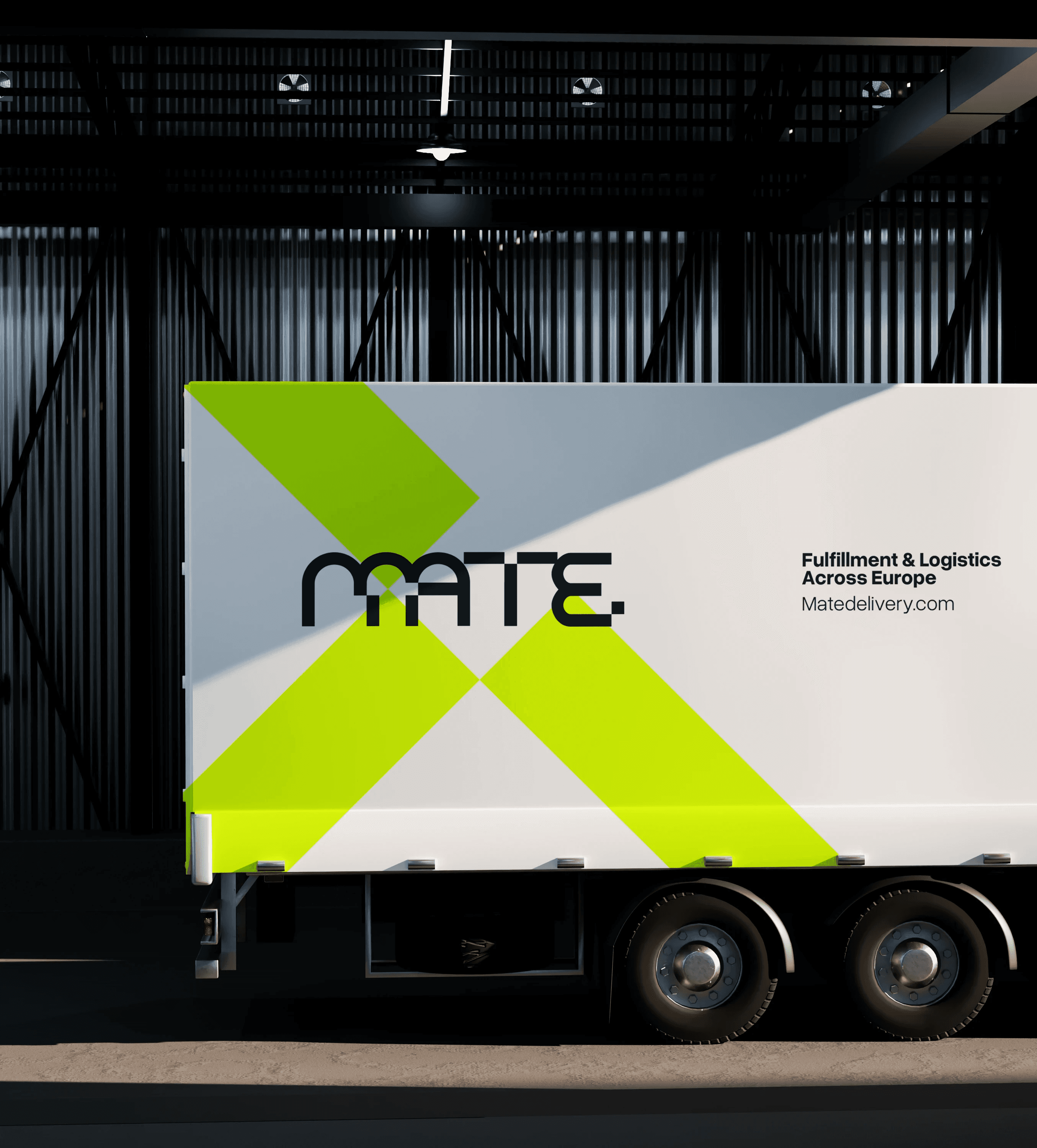 White delivery truck with "the world on time" text.