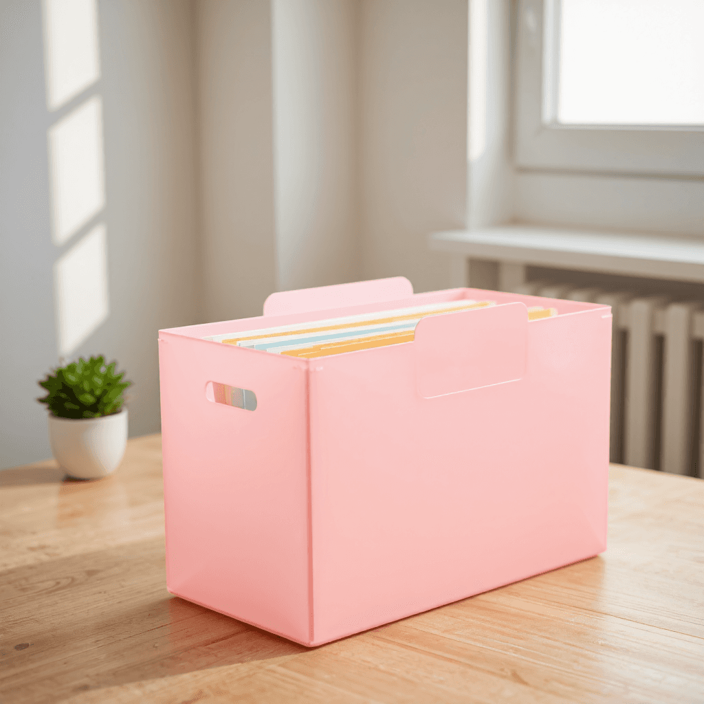 product photography of a file organizer with tabs for documents