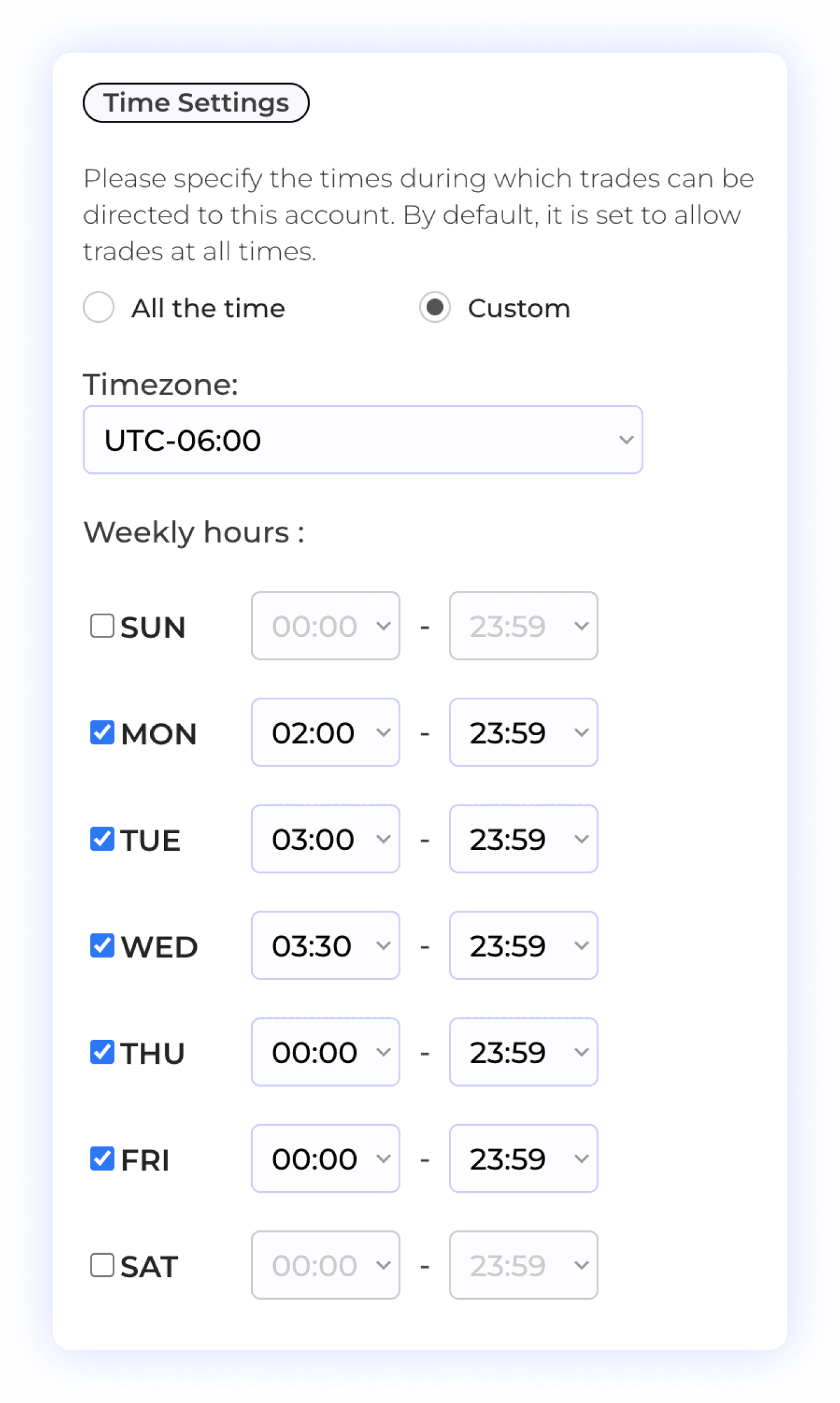 Flexible Time Settings