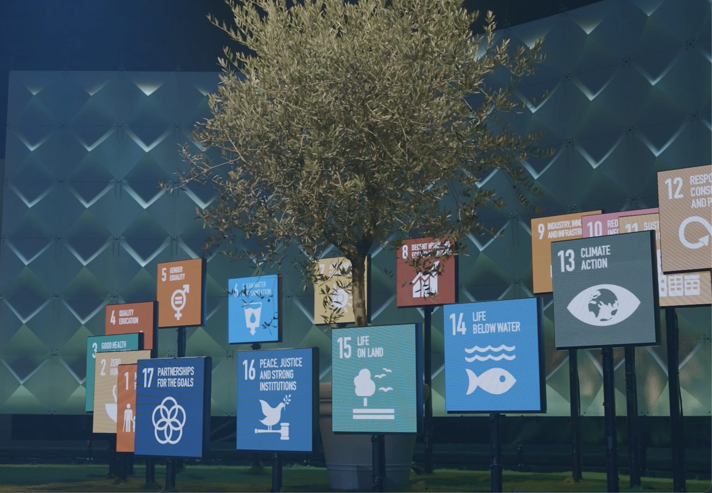 Sustainability-themed stage installation created for the Dachser Global Leadership Conference.