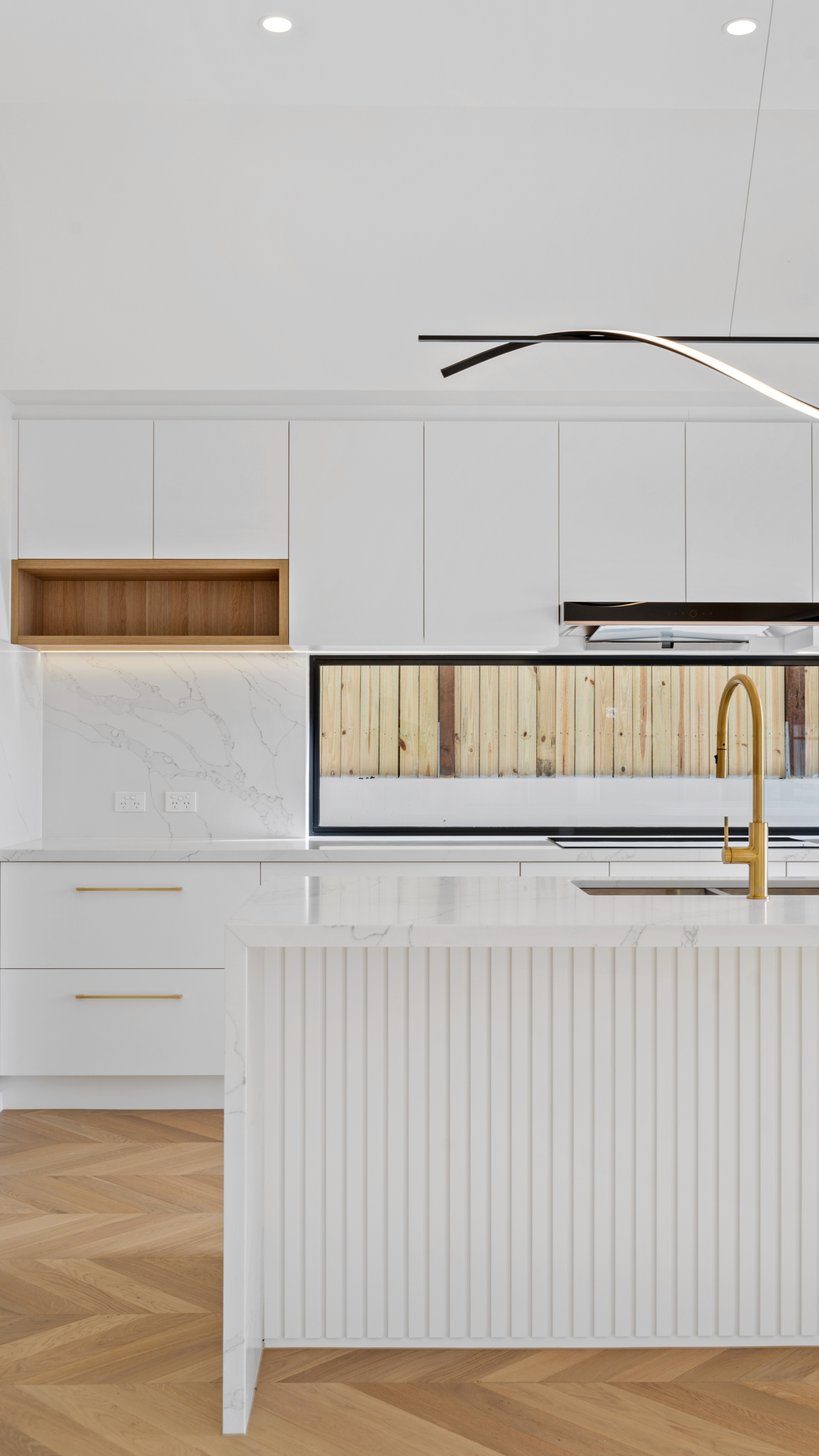 Close up of high end details in the kitchen of a completed Flascon Construction Group build