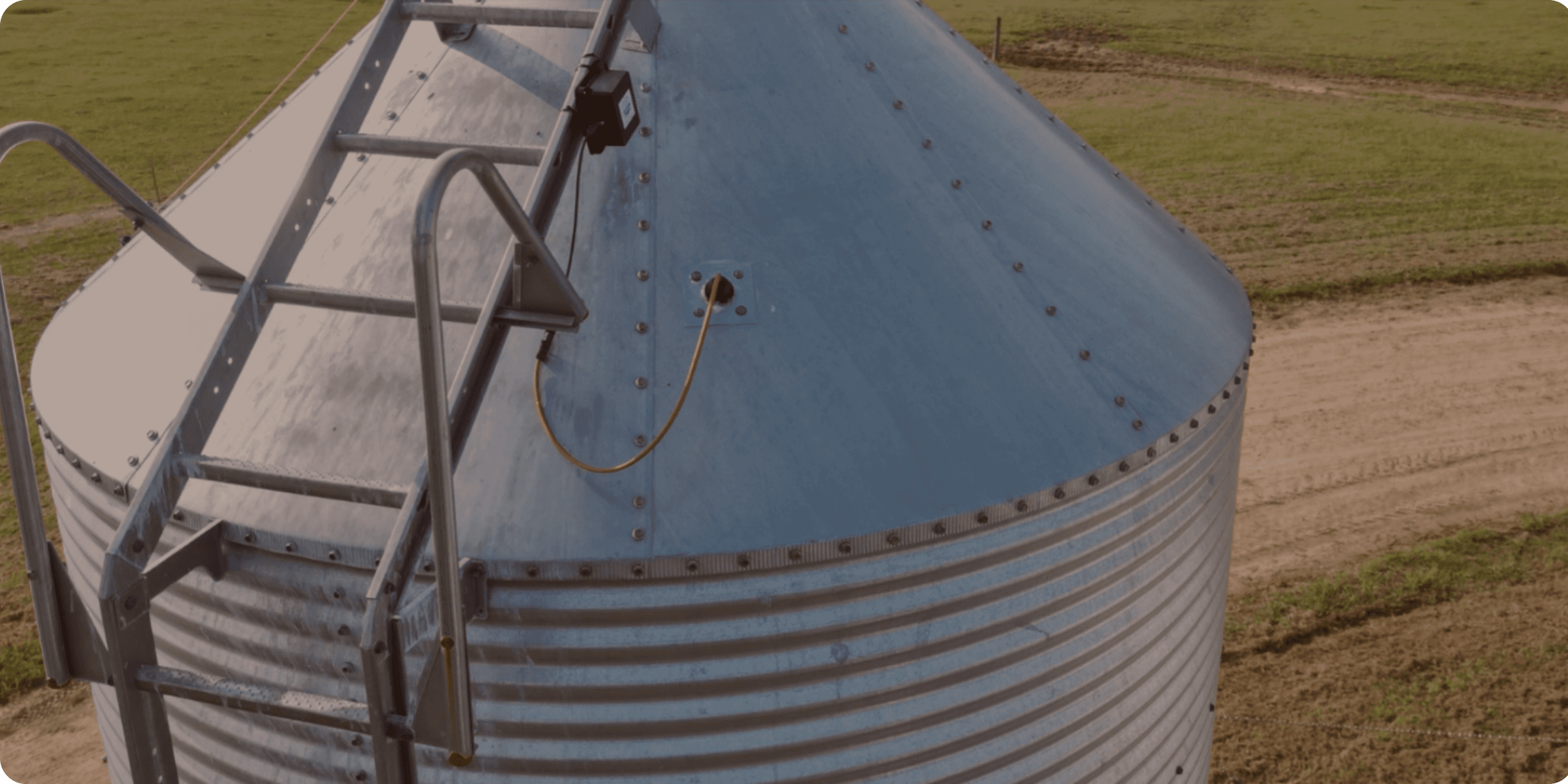 Feed storage bin on a farm