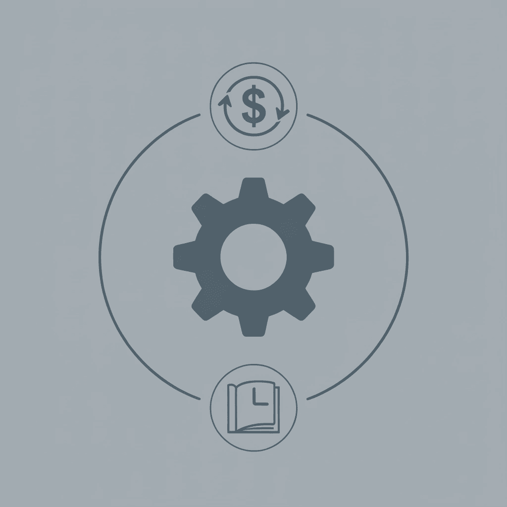  Central swimming icon connected to four constraint factors: roster management, budget allocation, timing, and recruiting variables