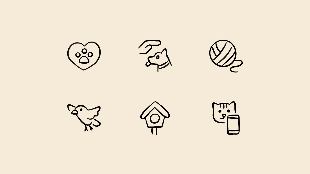 Freehand Line Animal Icon Set