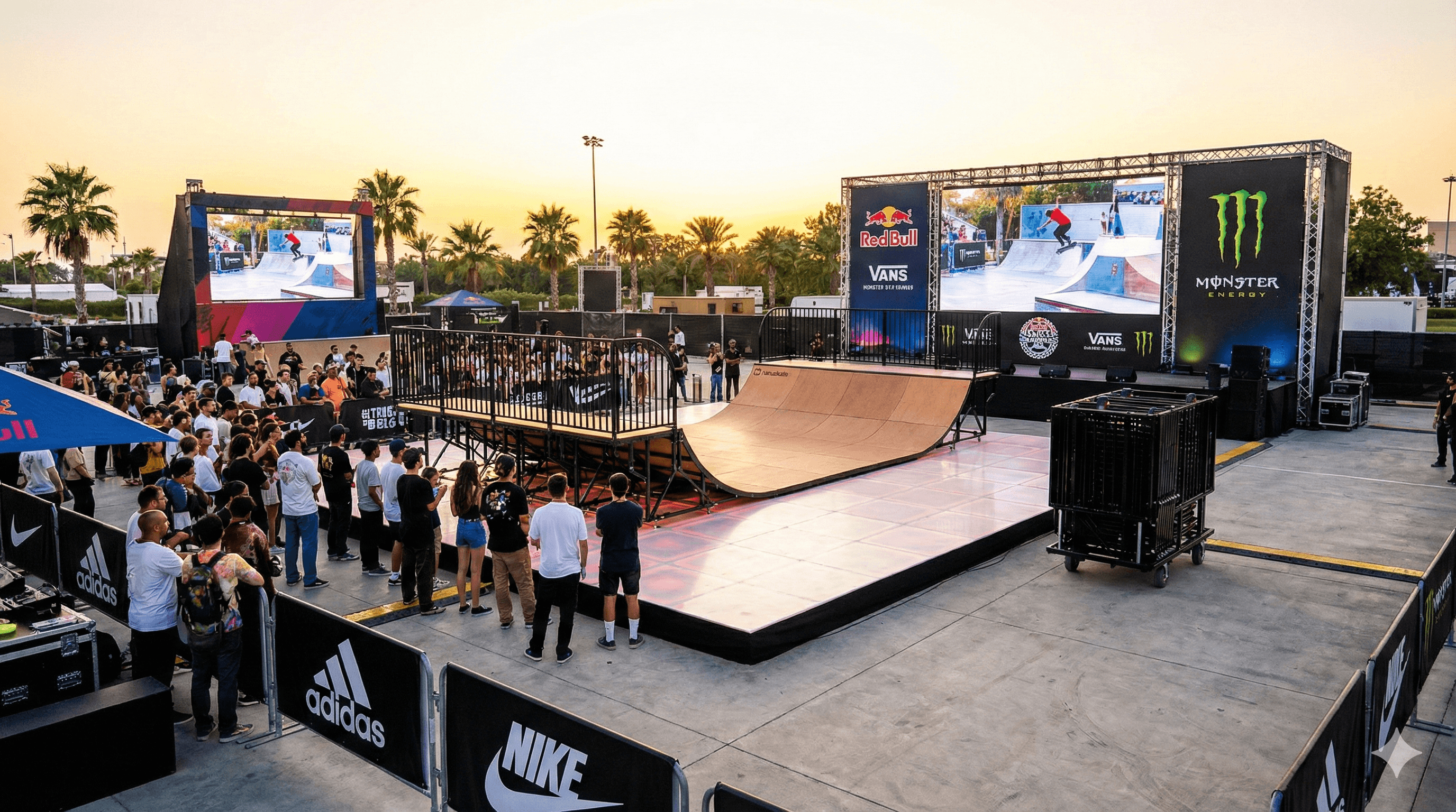 nanuskate miniramp being used at a skateboarding event