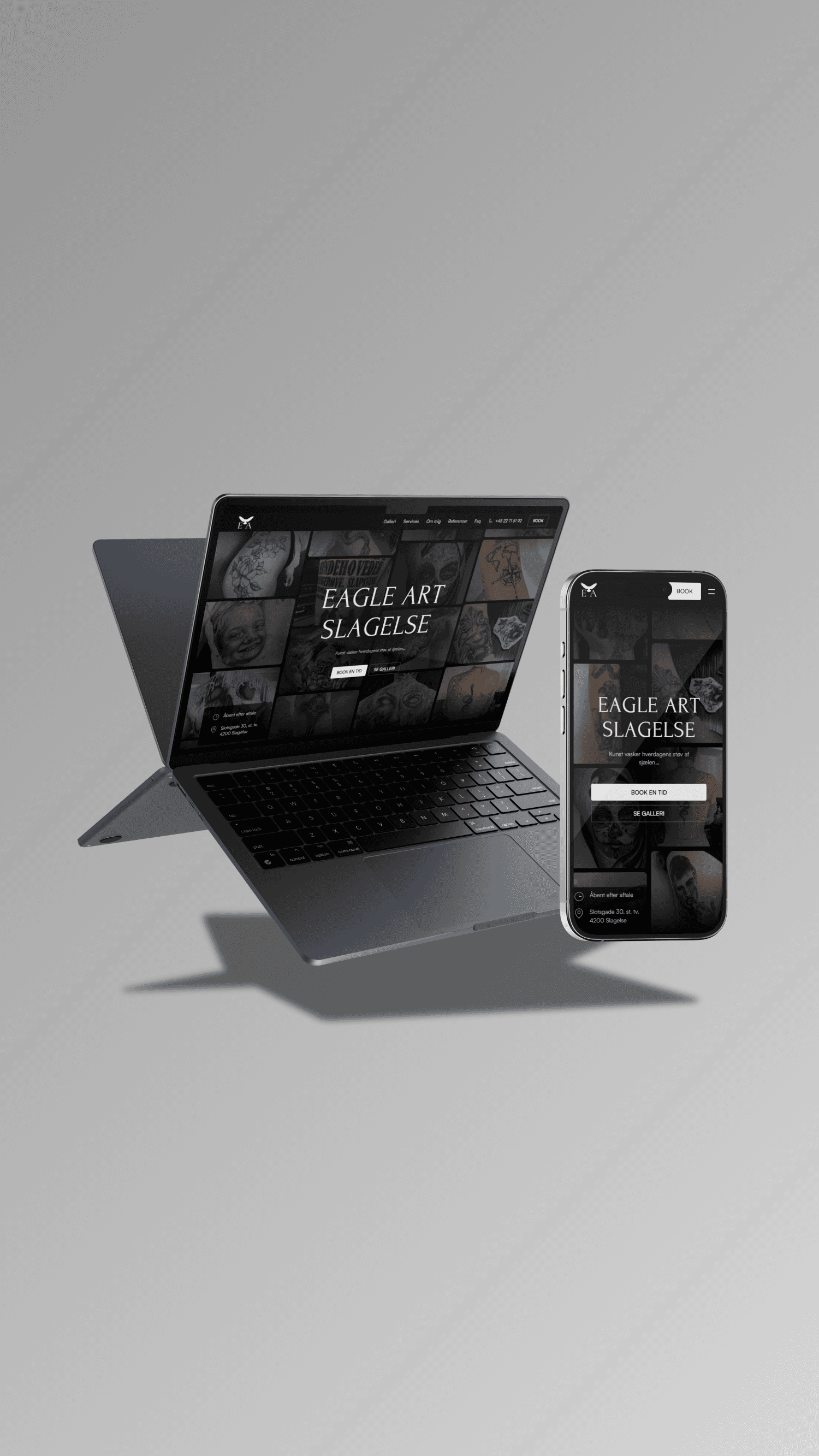Mac and iPhone Mockup displays website made by Seoma