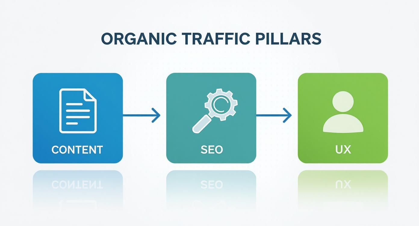 Infographic about how to increase organic traffic