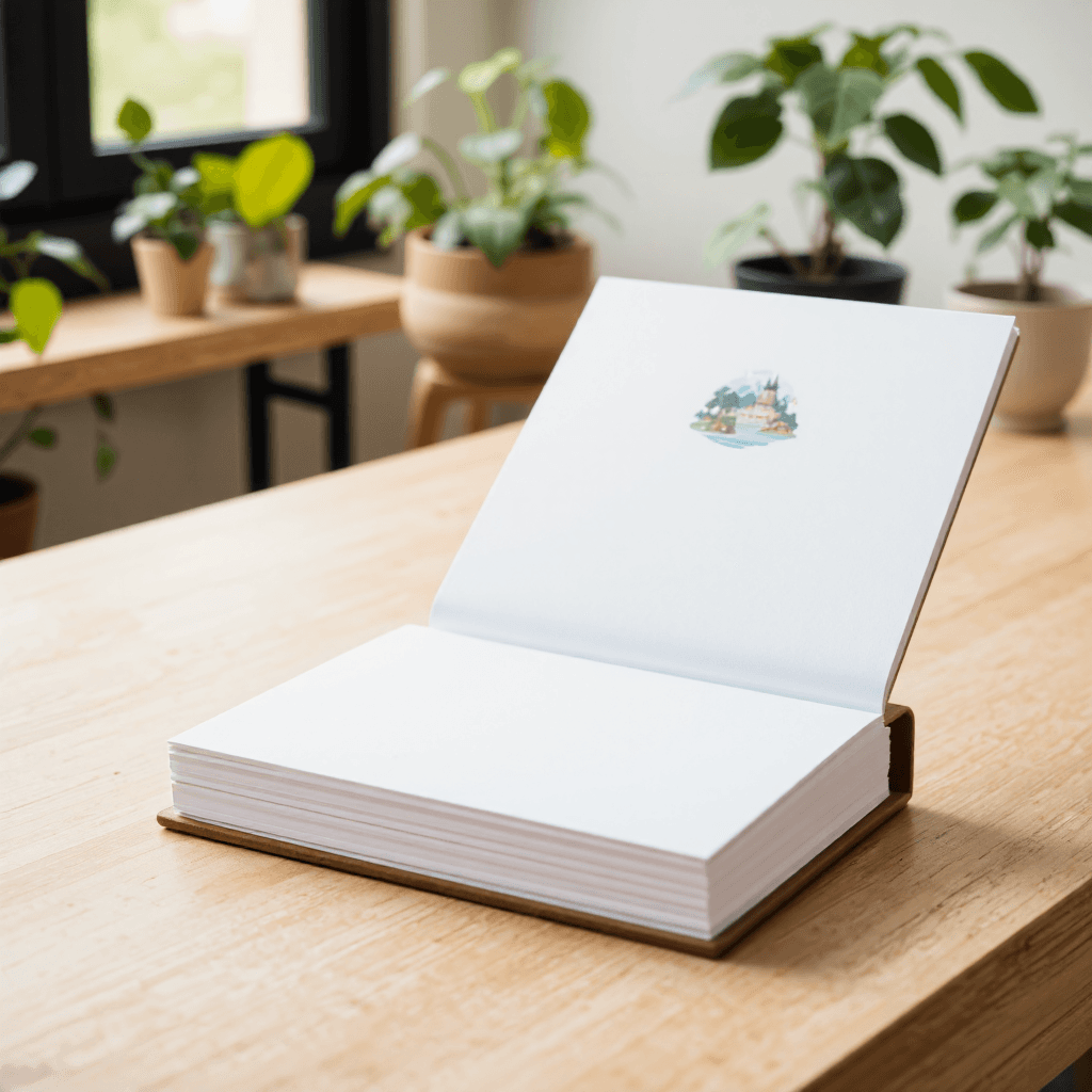 product photography of a notepad with a decorative cover