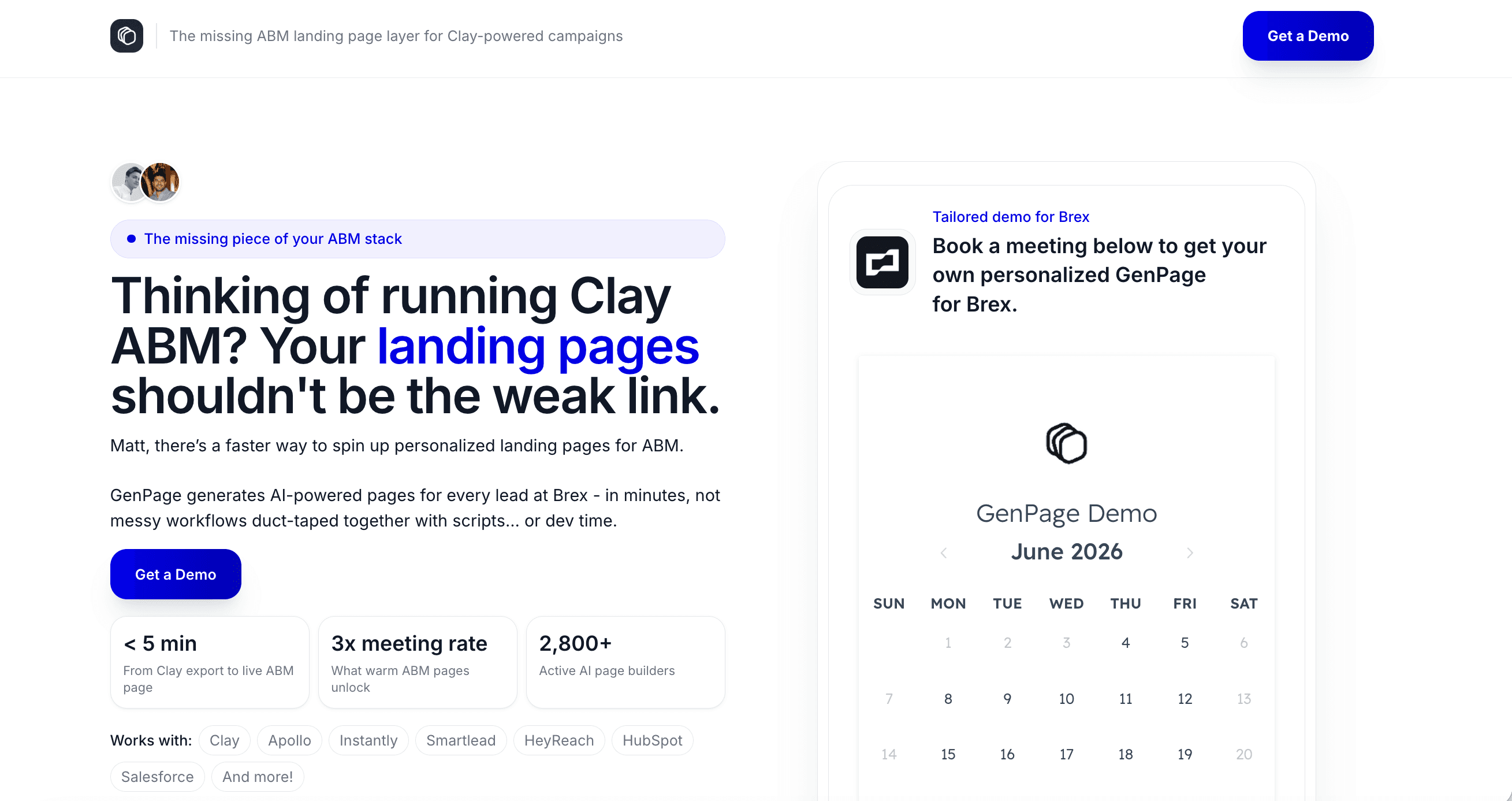 GenPage template hero section