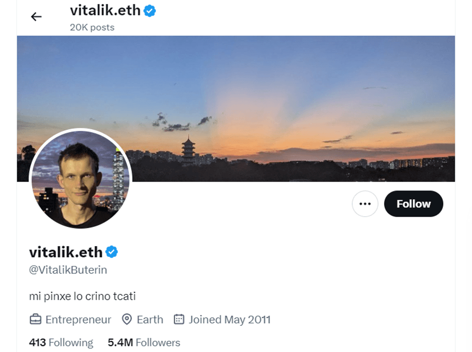 Vitalik Buterin's X account