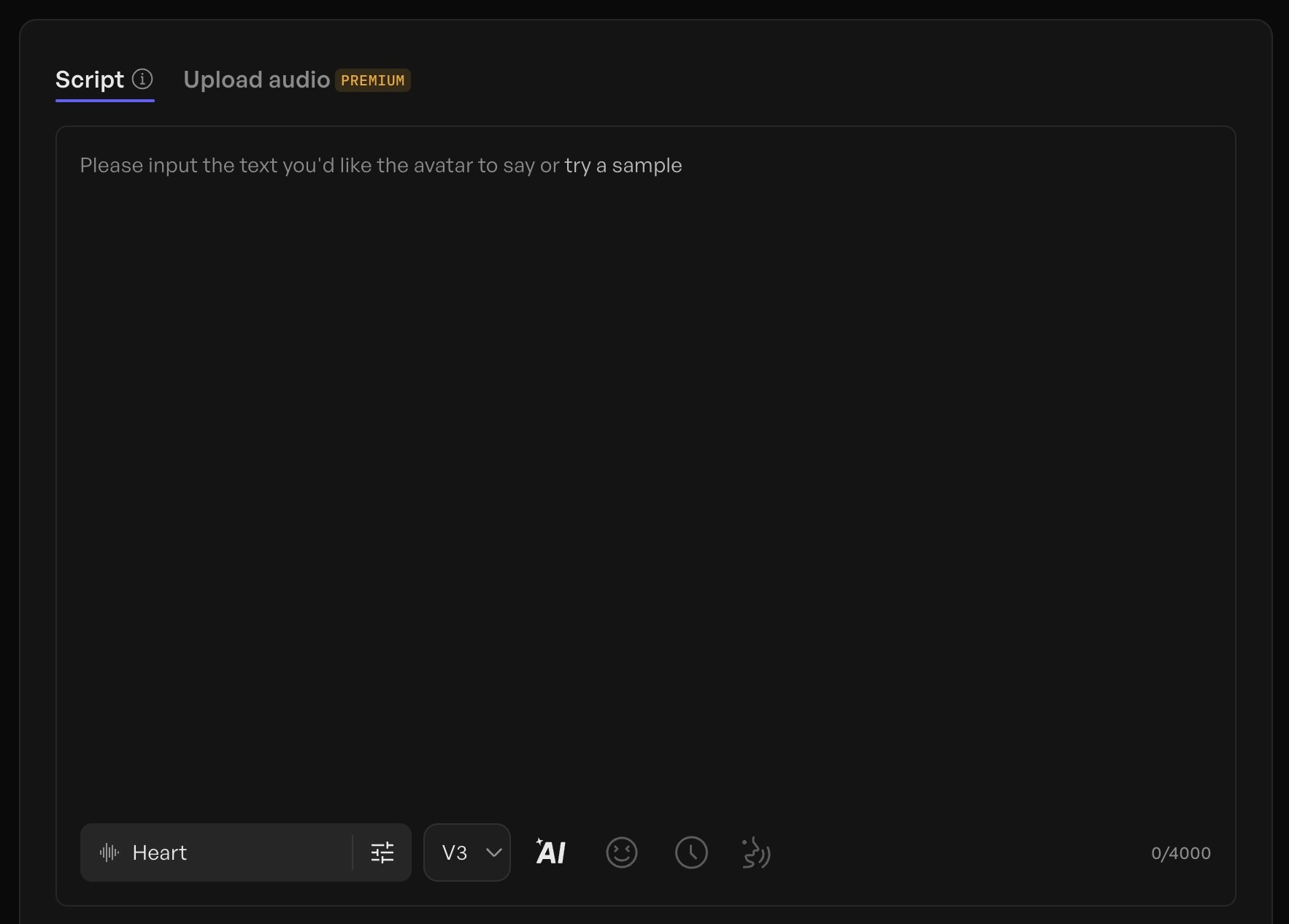Creatify AI inteface - add youer script, or generate with AI