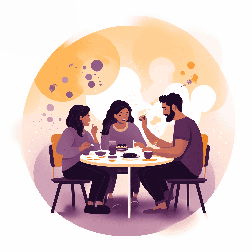 A heartwarming scene of a family enjoying a meal together.