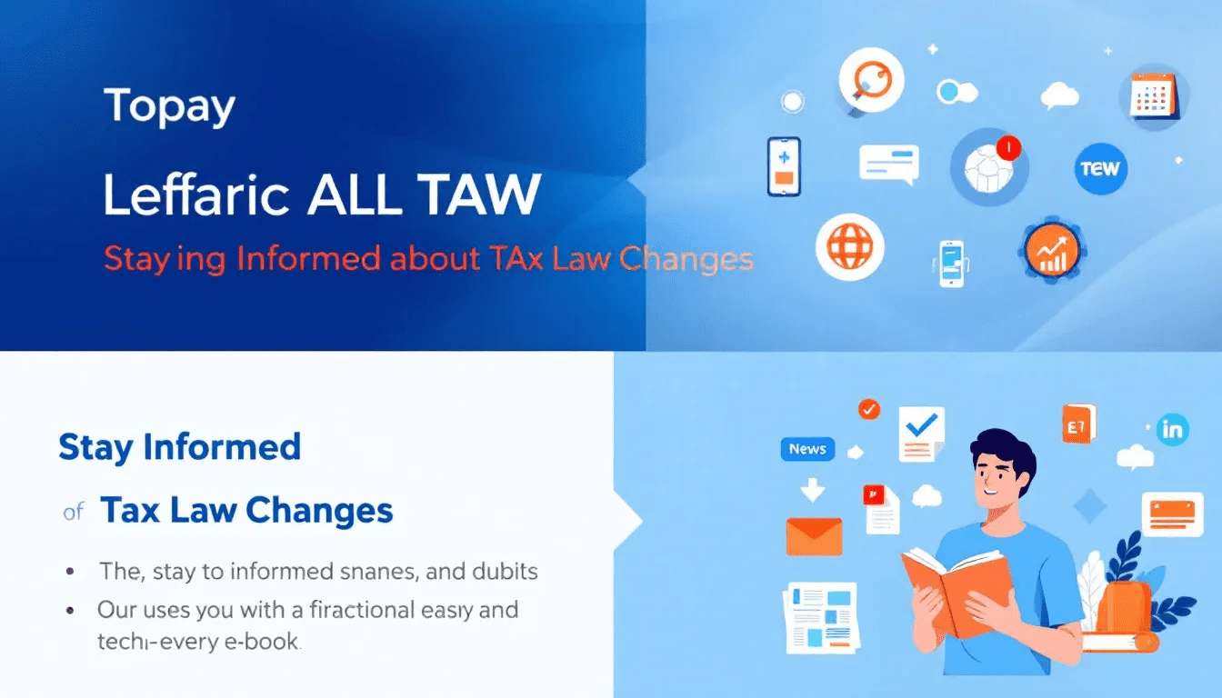 Graphic showing methods to stay informed about tax law changes, including AI tools and subscriptions.