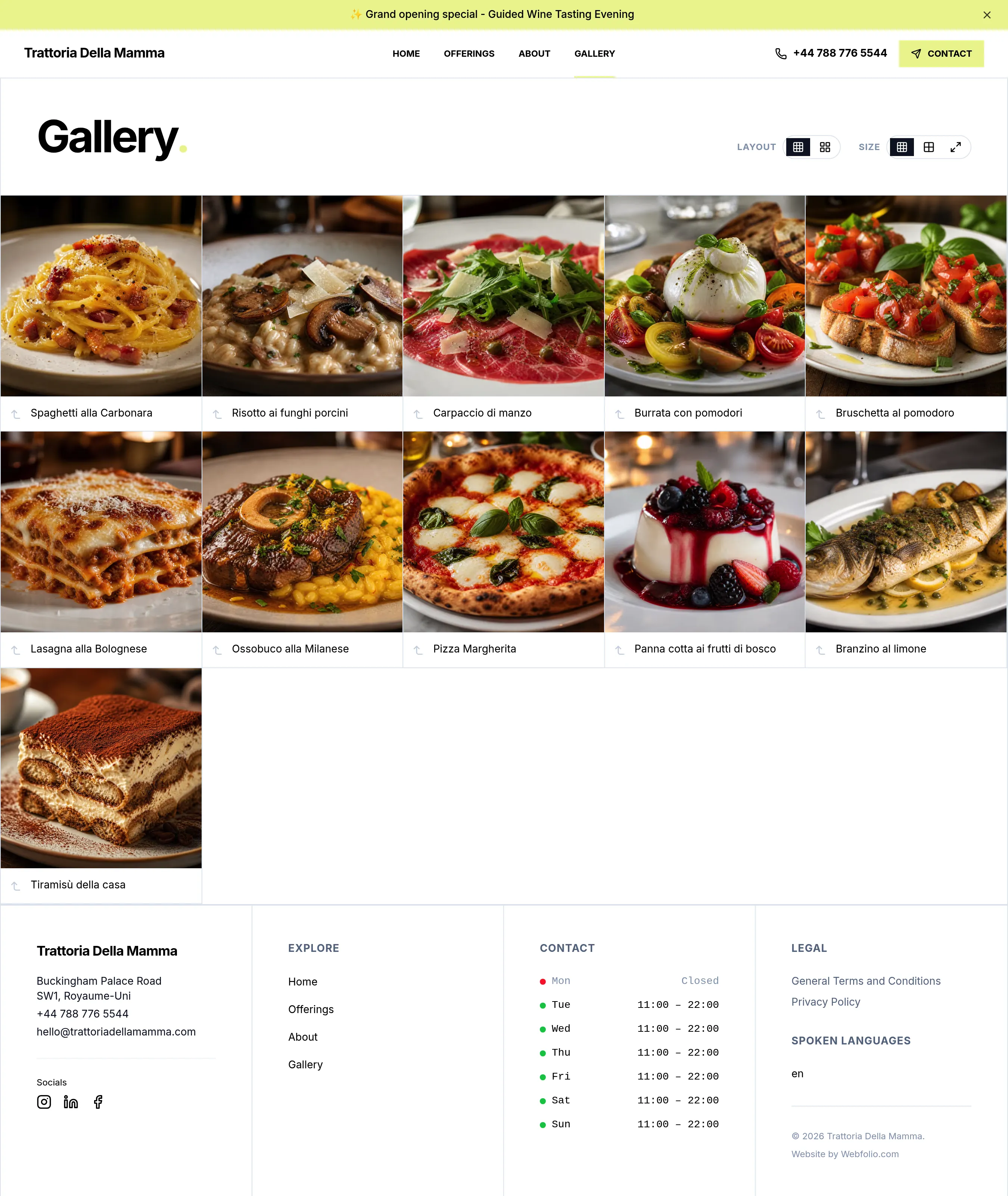 Website for Café & Restaurant created with Webfolio website builder