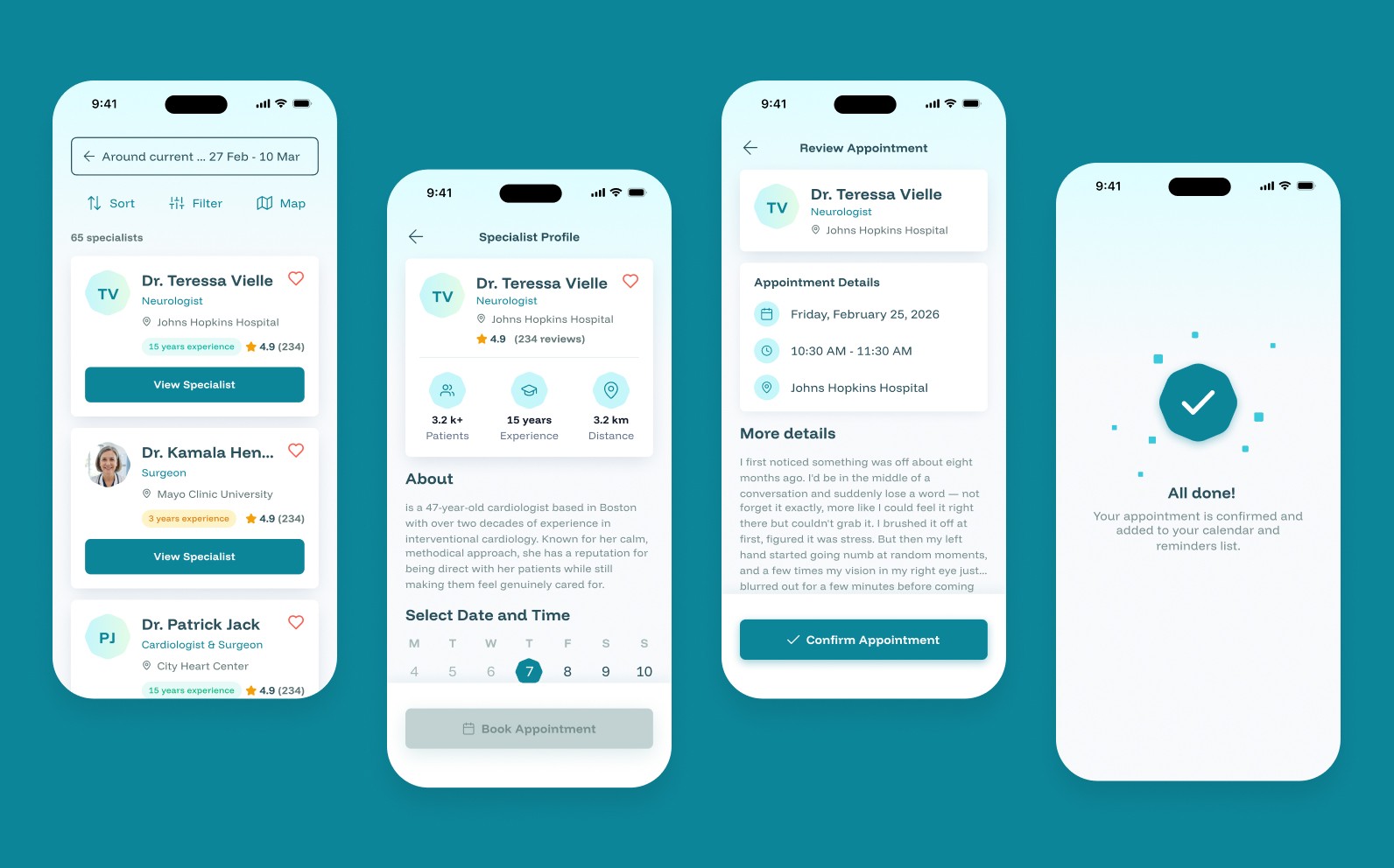  UX/UI design screens for medical app
