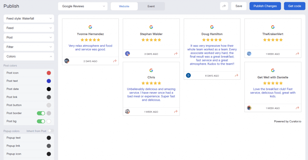 Stylize Google Reviews feed