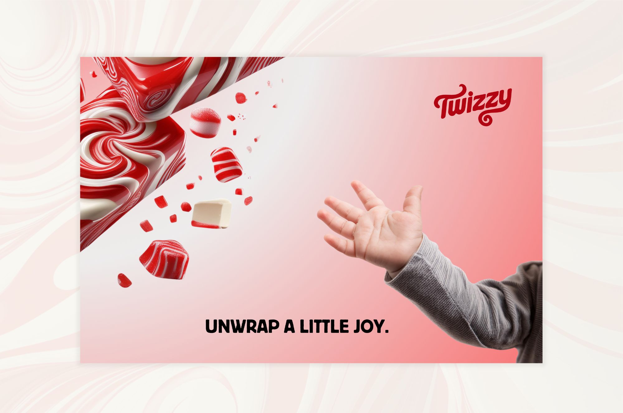 Twizzy ad featuring child's hand