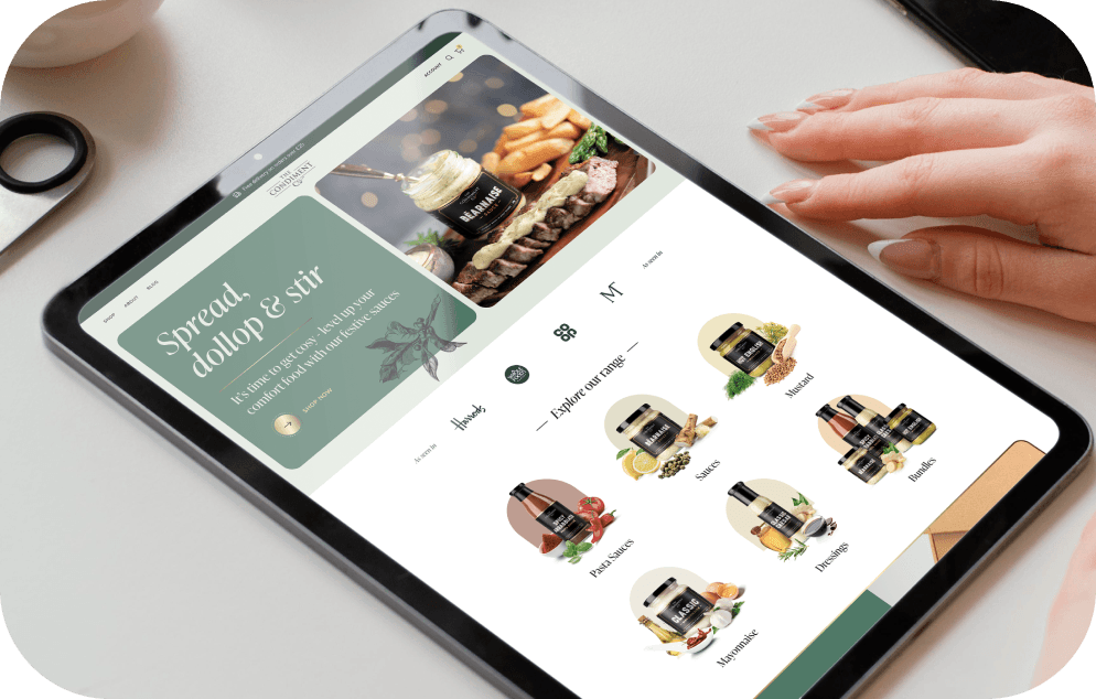 Condiment Co web design tablet