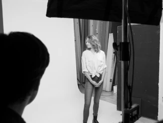 A model being photographed at Studio Shapes