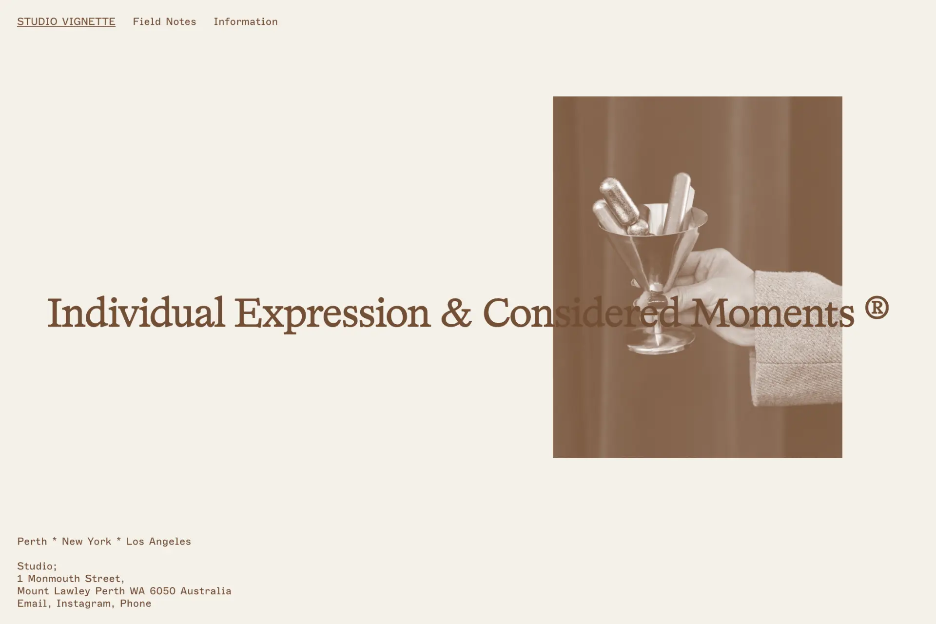 Screenshot of Studio Vignette website