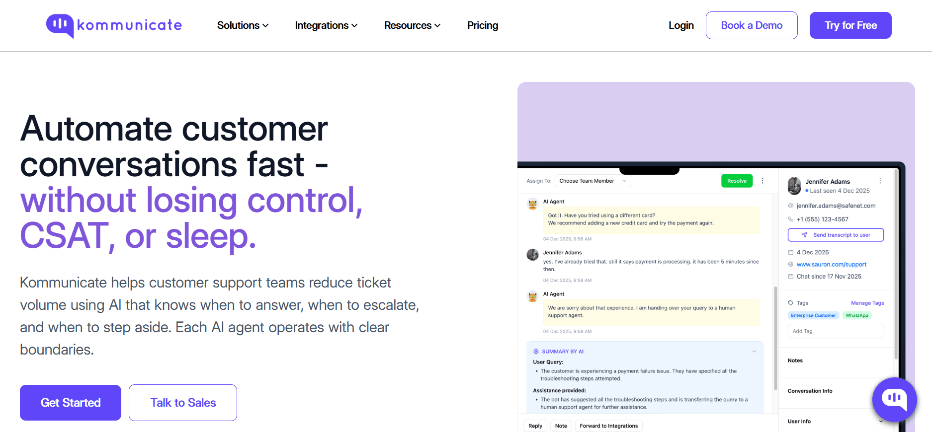 kommunicate - AI Chatbot Software