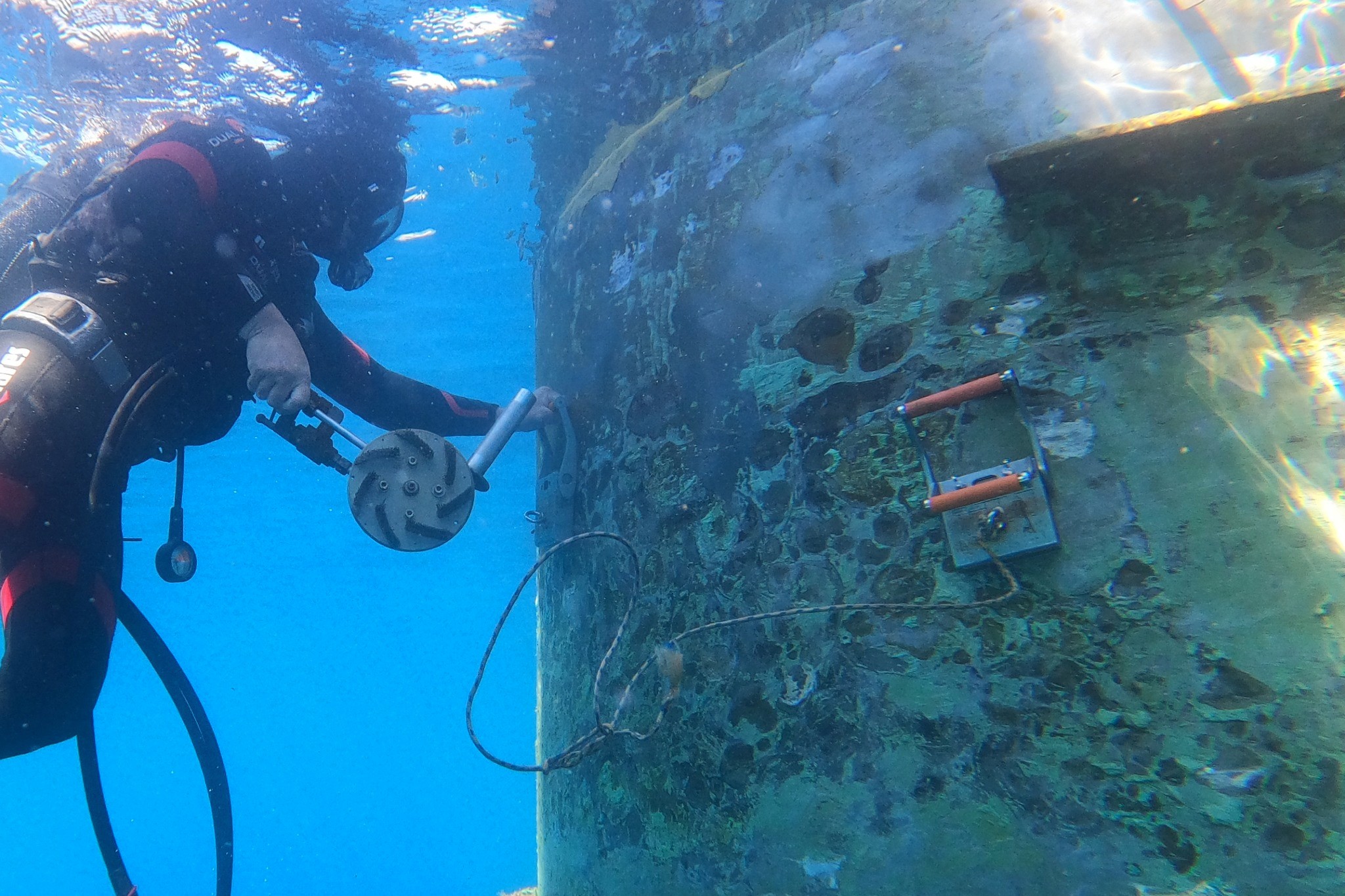 Underwater magnet Willy with diver