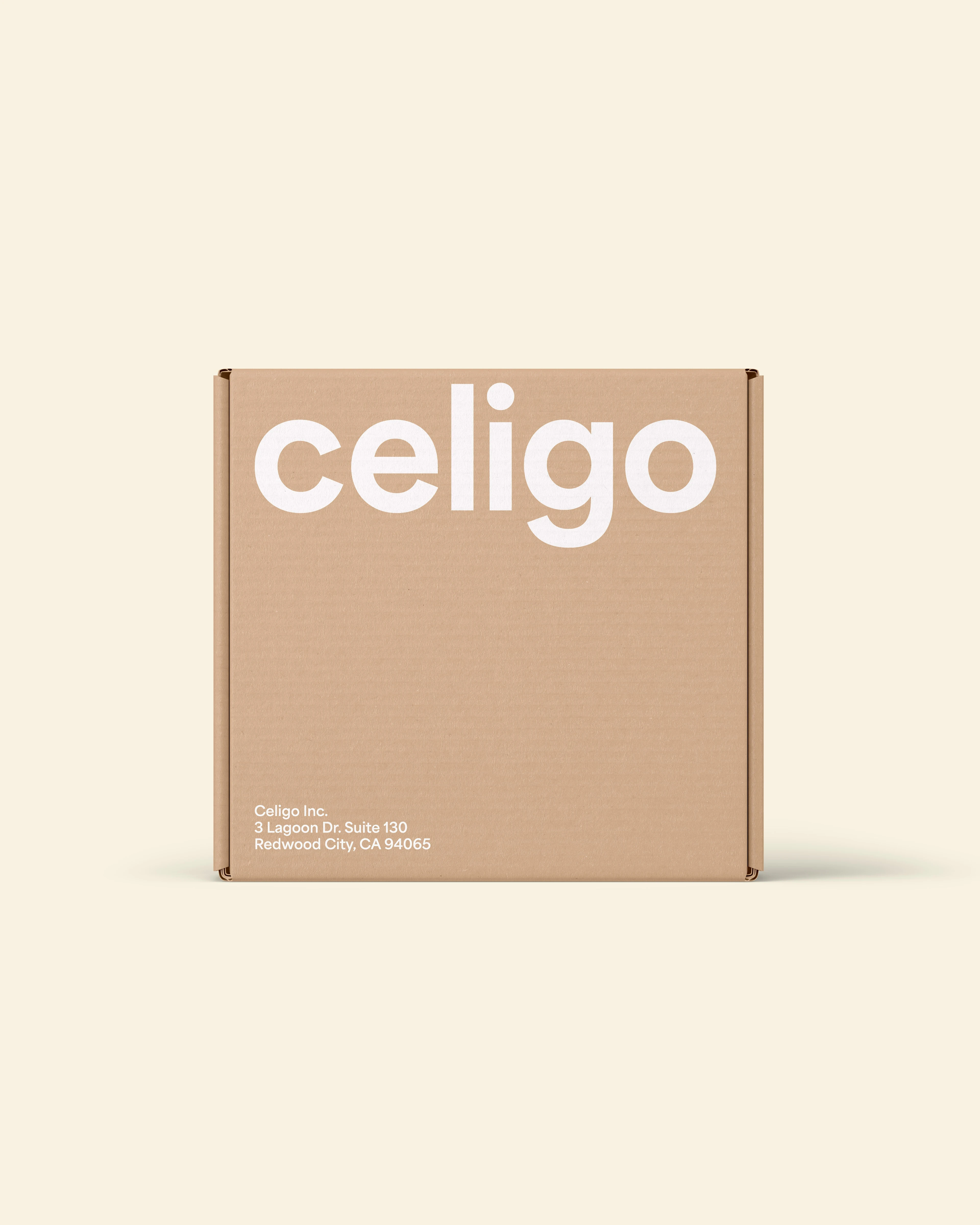 Celigo branded cardboard mailer