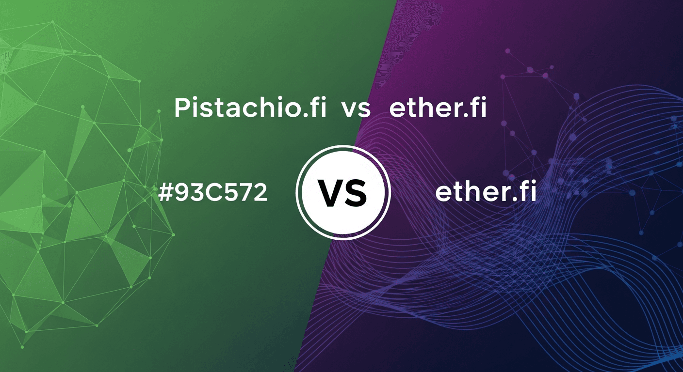 Side-by-side comparison of Pistachio.fi and ether.fi crypto yield platforms showing key differences