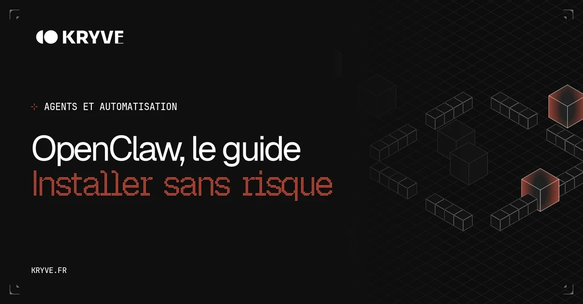 OpenClaw, le guide : couverture Kryve graphite et corail, catégorie Agents et automatisation