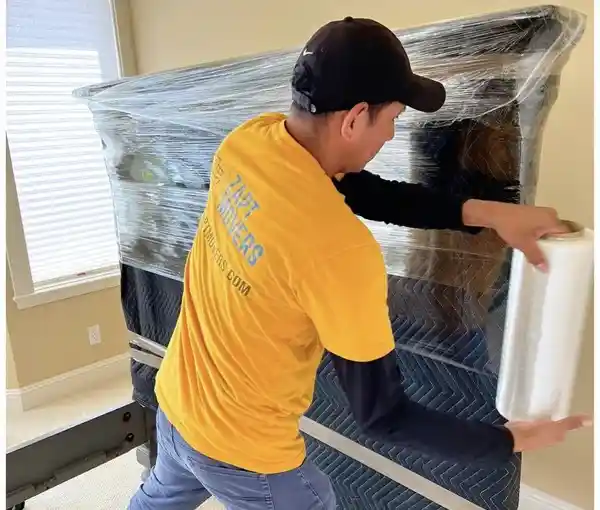Professional mover carrying items during a Zapt Movers job