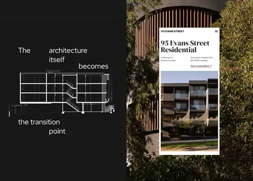 UX/UI design for the premium platform selling luxury real estate at 95 Evans Street.