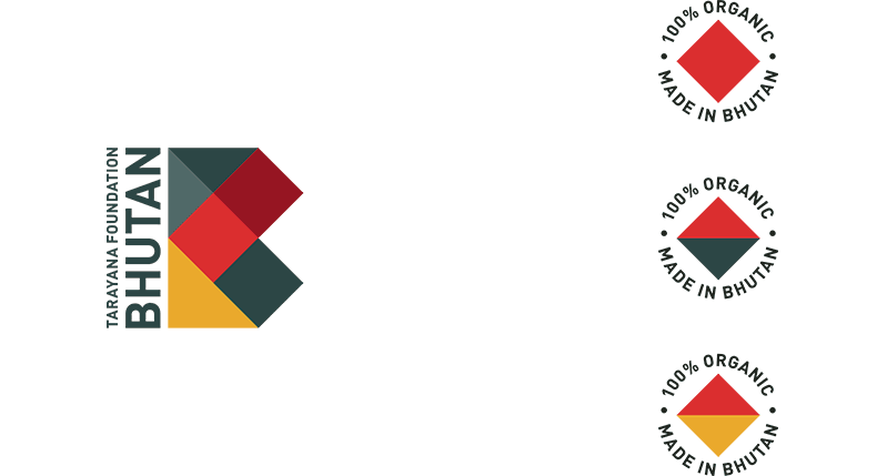 The logo of Tarayana Foundation Bhutan made from grey, red and yellow polygonal shapes.