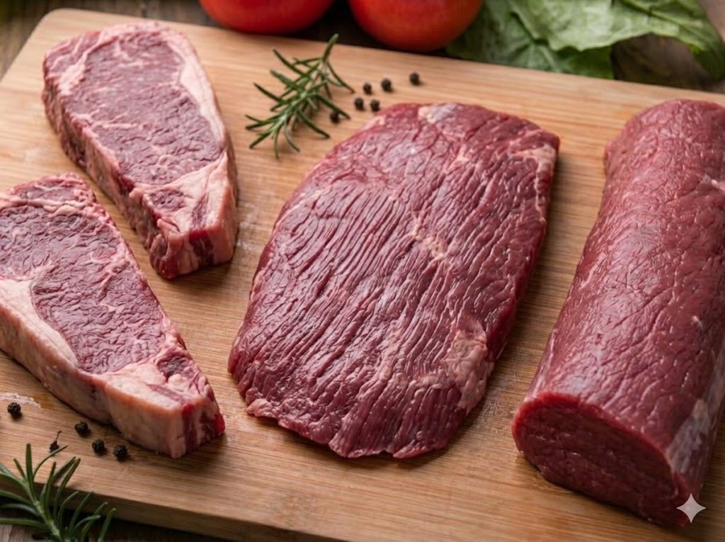 Close-up of a dark green leaf showing its textured surface and central vein against a muted background.