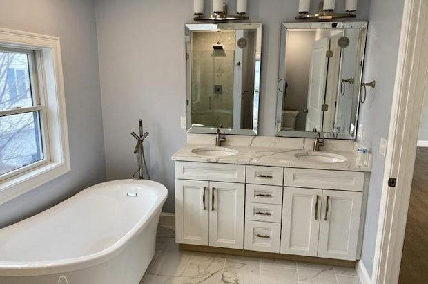 freestanding tub marble bathroom