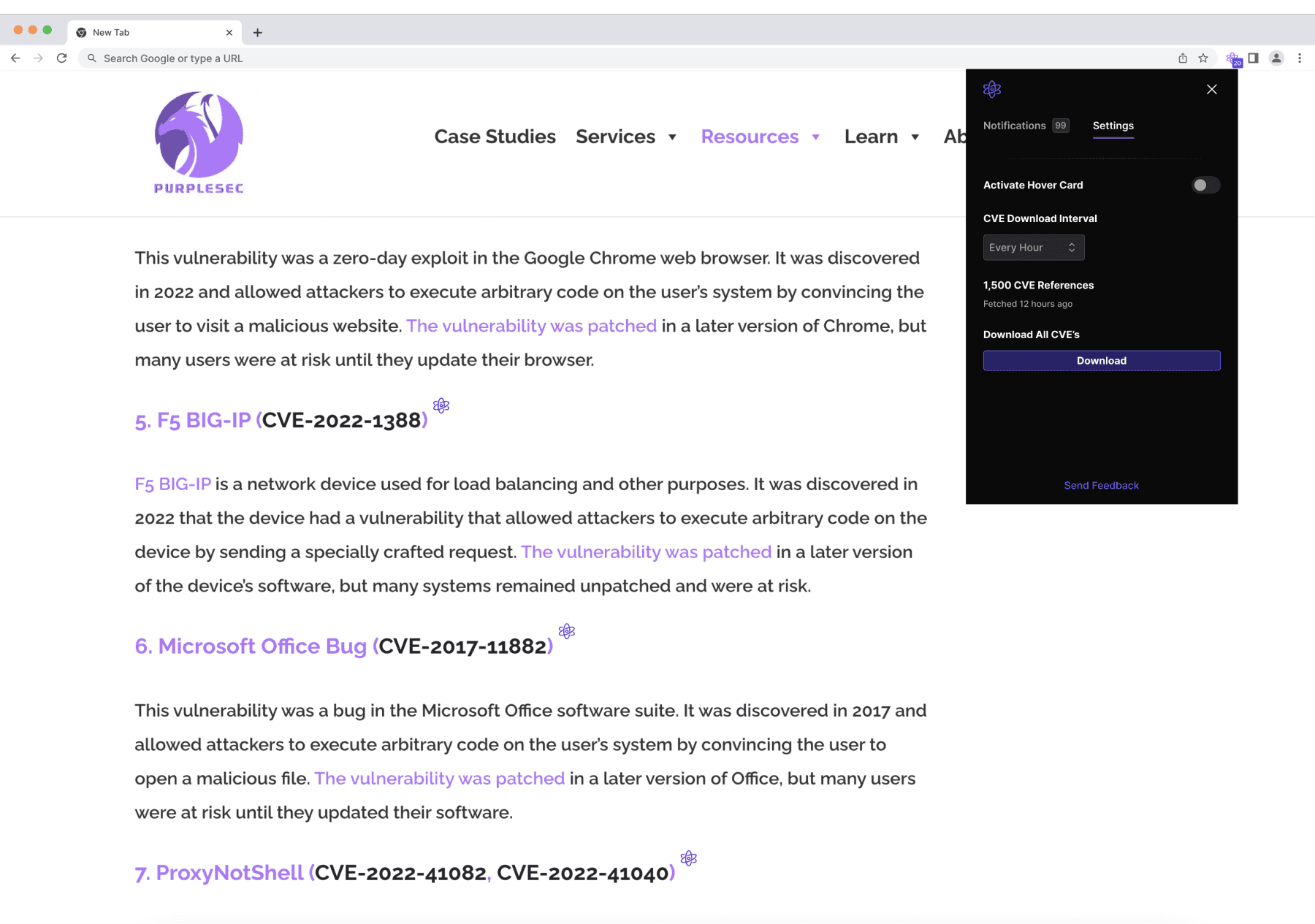 The Nuclei Browser Extension, an integral part of ProjectDiscovery, revolutionizes vulnerability management by simplifying template creation. Integrated into the ProjectDiscovery Cloud Platform, this innovative extension extracts vulnerability data from web pages, displaying a list of CVEs (Common Vulnerabilities and Exposures). Each entry includes a description of the CVE, severity level, and CVE score, enabling swift identification of vulnerabilities. Users can copy the link to the CVE location for further investigation and remediation. This extension serves as a centralized repository, aiding researchers in efficiently finding, tracking, and managing templates across the web. Its automation streamlines the creation of templates, fostering agility in vulnerability response for both internal research teams and enterprise clients.