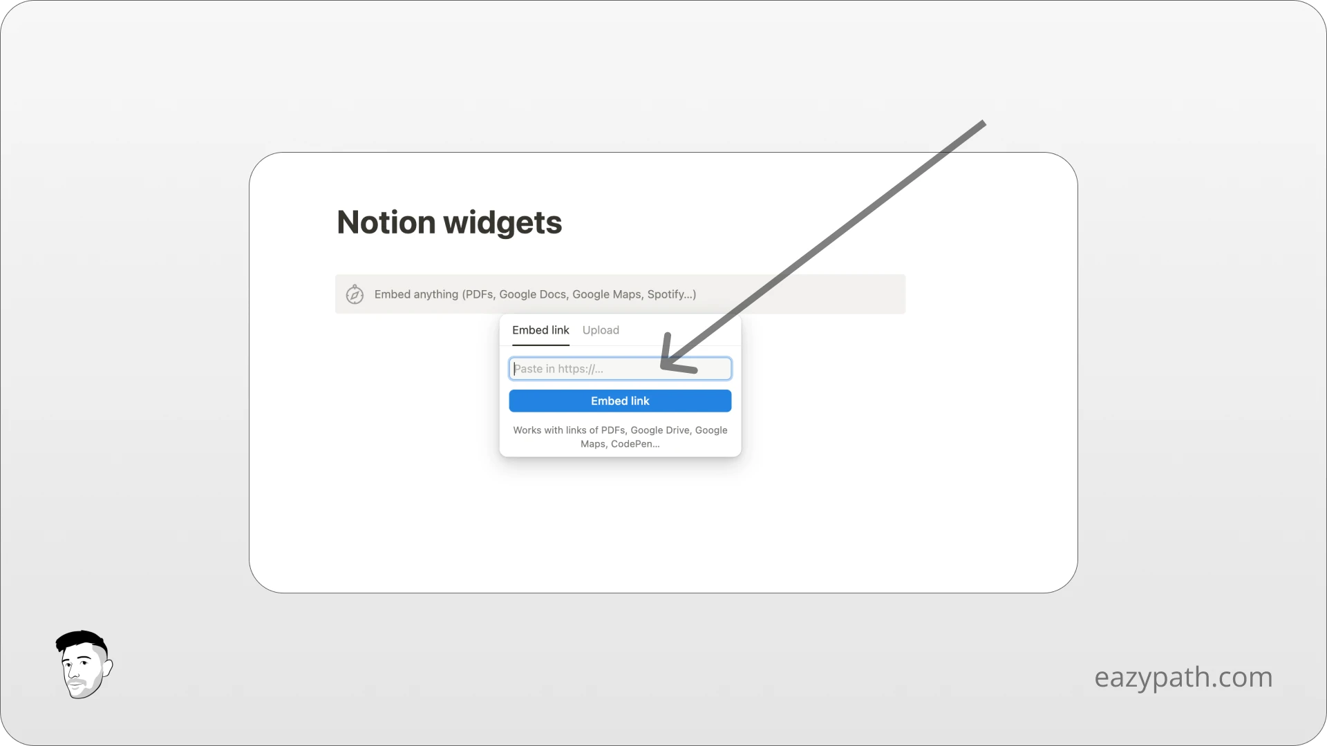 How to embed a Notion widget in your workspace - Link