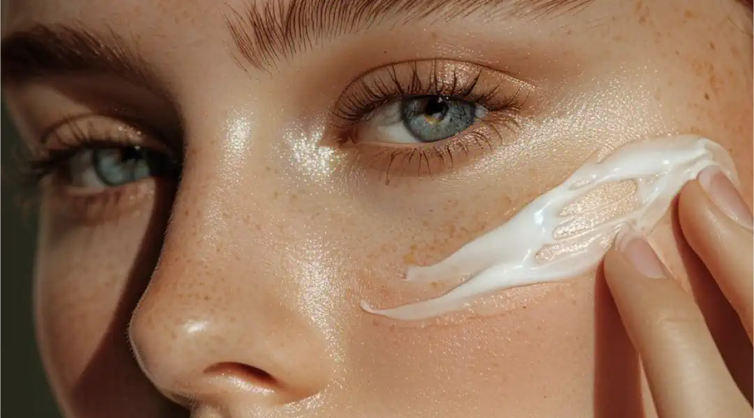  Supermood cream being applied by woman with freckles