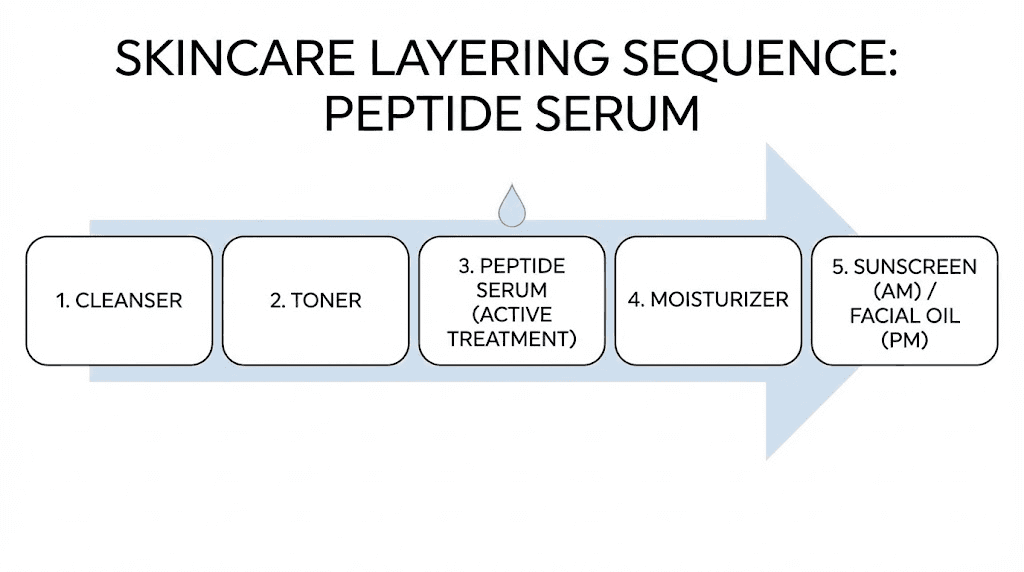 Peptide serum application sequence in skincare routine