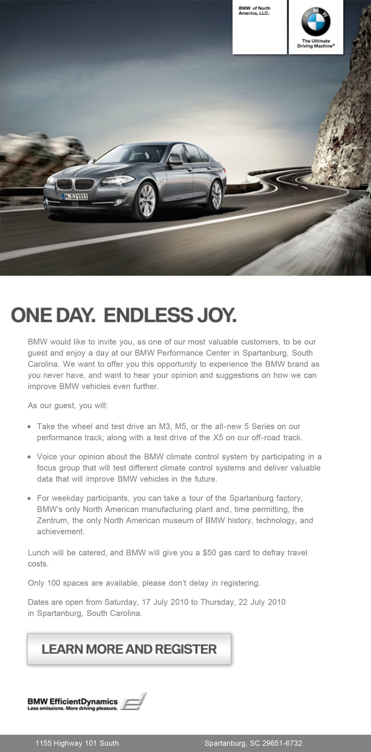 BMW USA Cool Down Focus Group Mail Piece