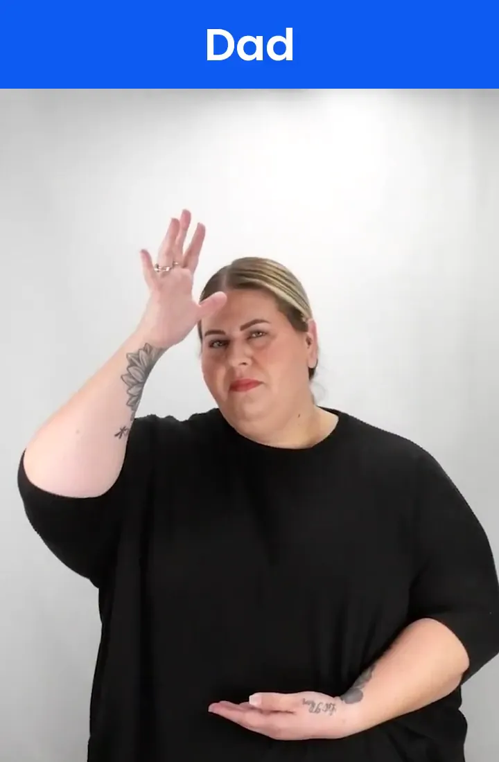 A Deaf signer signs DAD in ASL