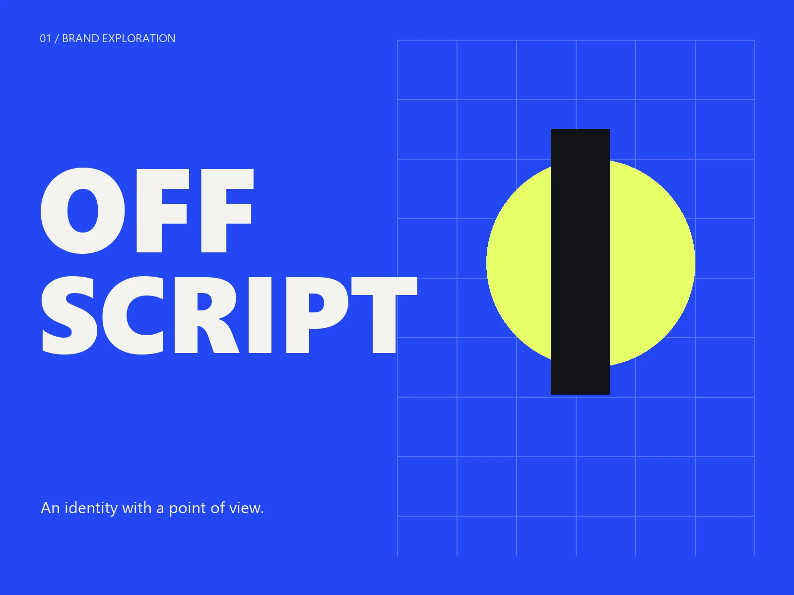 Original OFF SCRIPT brand exploration in blue and lime