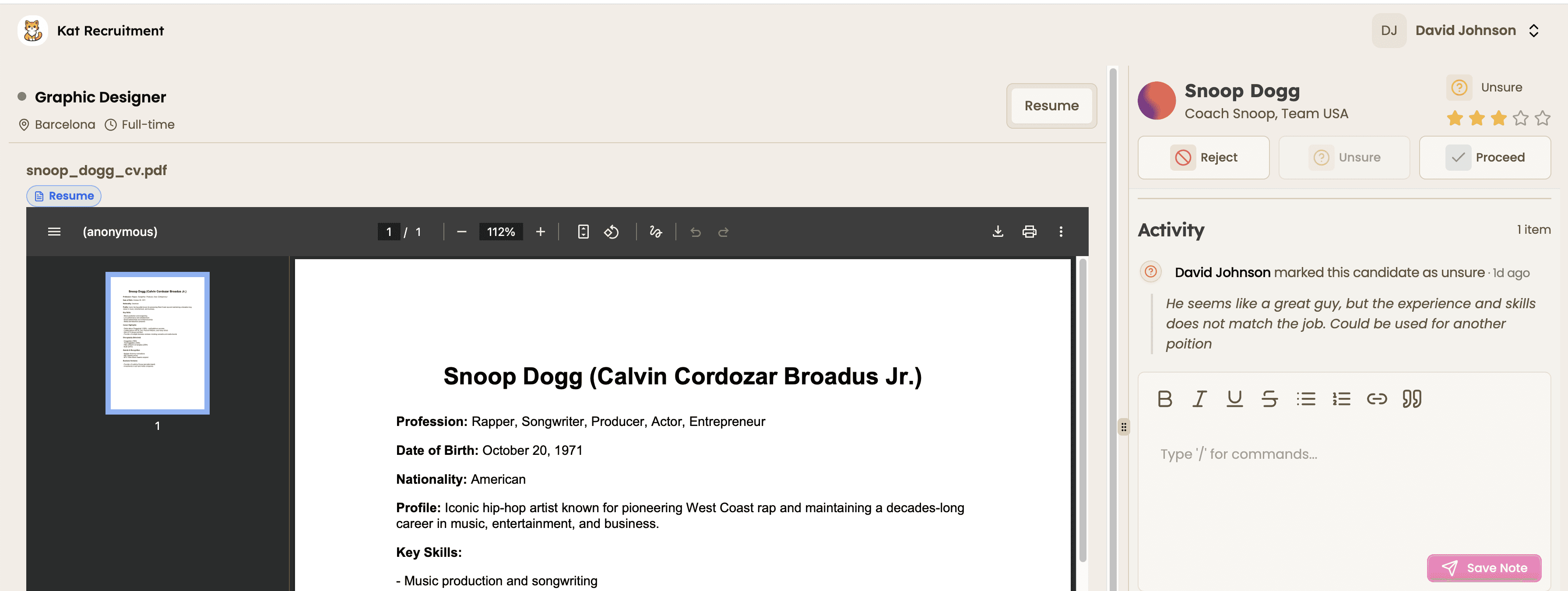 Client portal view