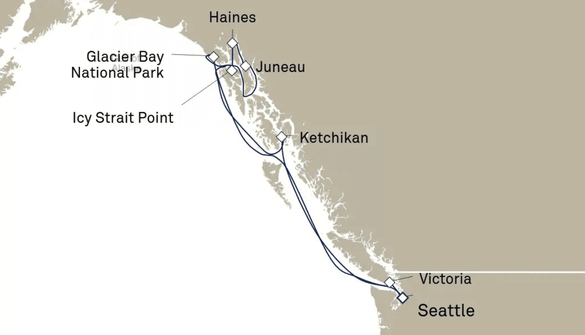 Mapa plavby s Queen Elizabeth