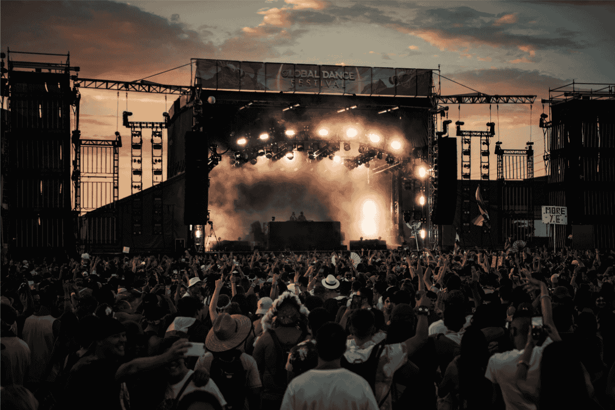 music festival stage and crowds