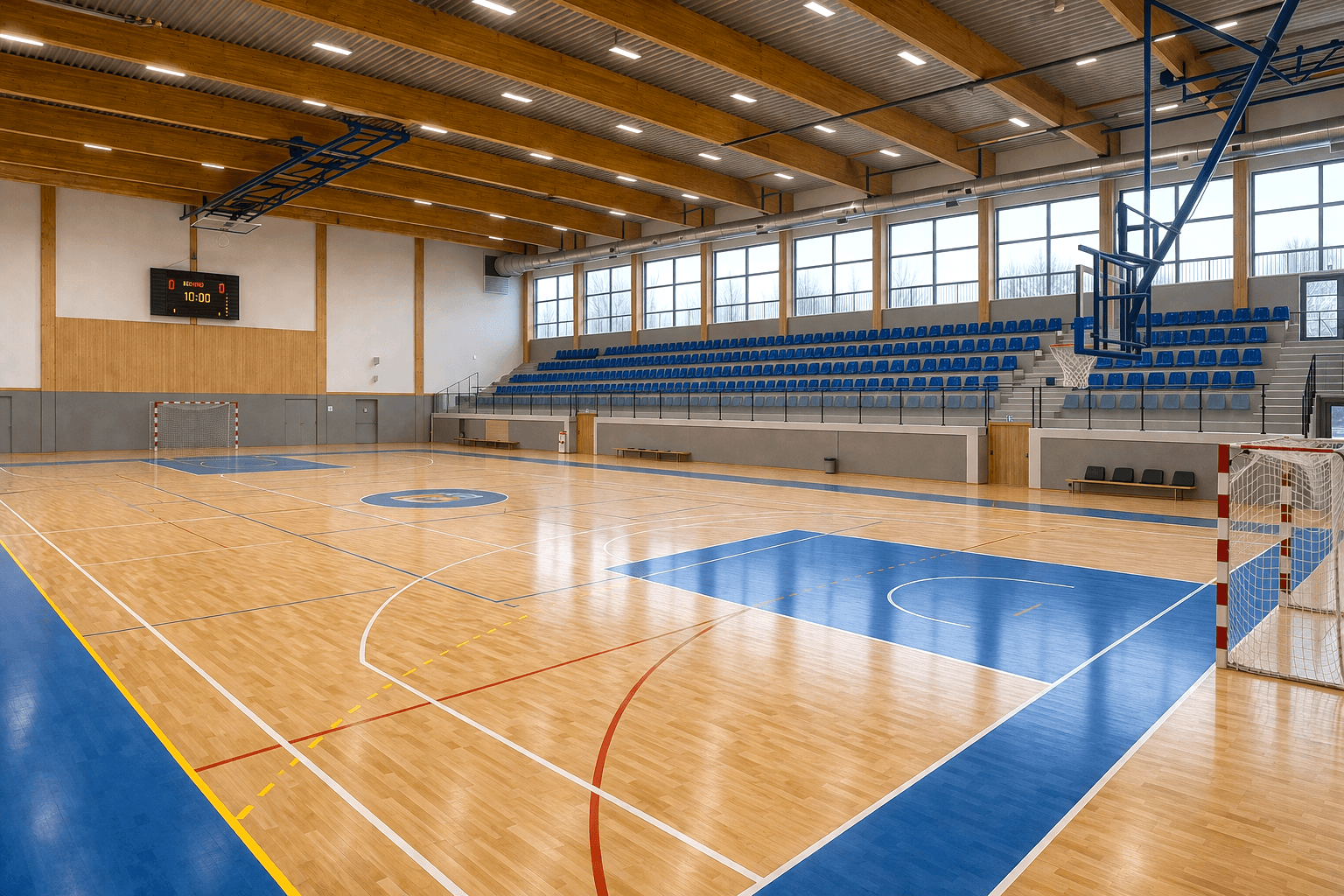 two people looking at a tablet and smiling